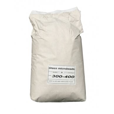 Abrazyvai stiklo rutuliukai (glass microbeads) 300-400 qm 25 kg maišas