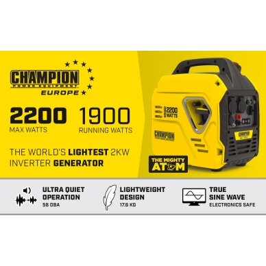 Champion inverterinis generatorius Mighty Atom 2500W 9200i EU 4