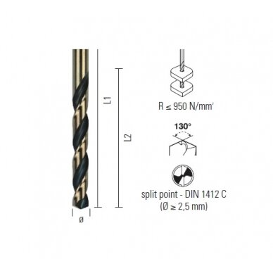 Grąžtas plienui ECEF GOLD/BL. HSS-G M2 DIN 338 4.00 mm