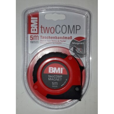 Ruletė BMI twoCOMP 5m. su magnetu 19mm.